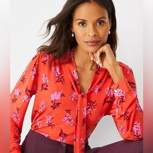 Ann Taylor Floral Red Blouse for Women